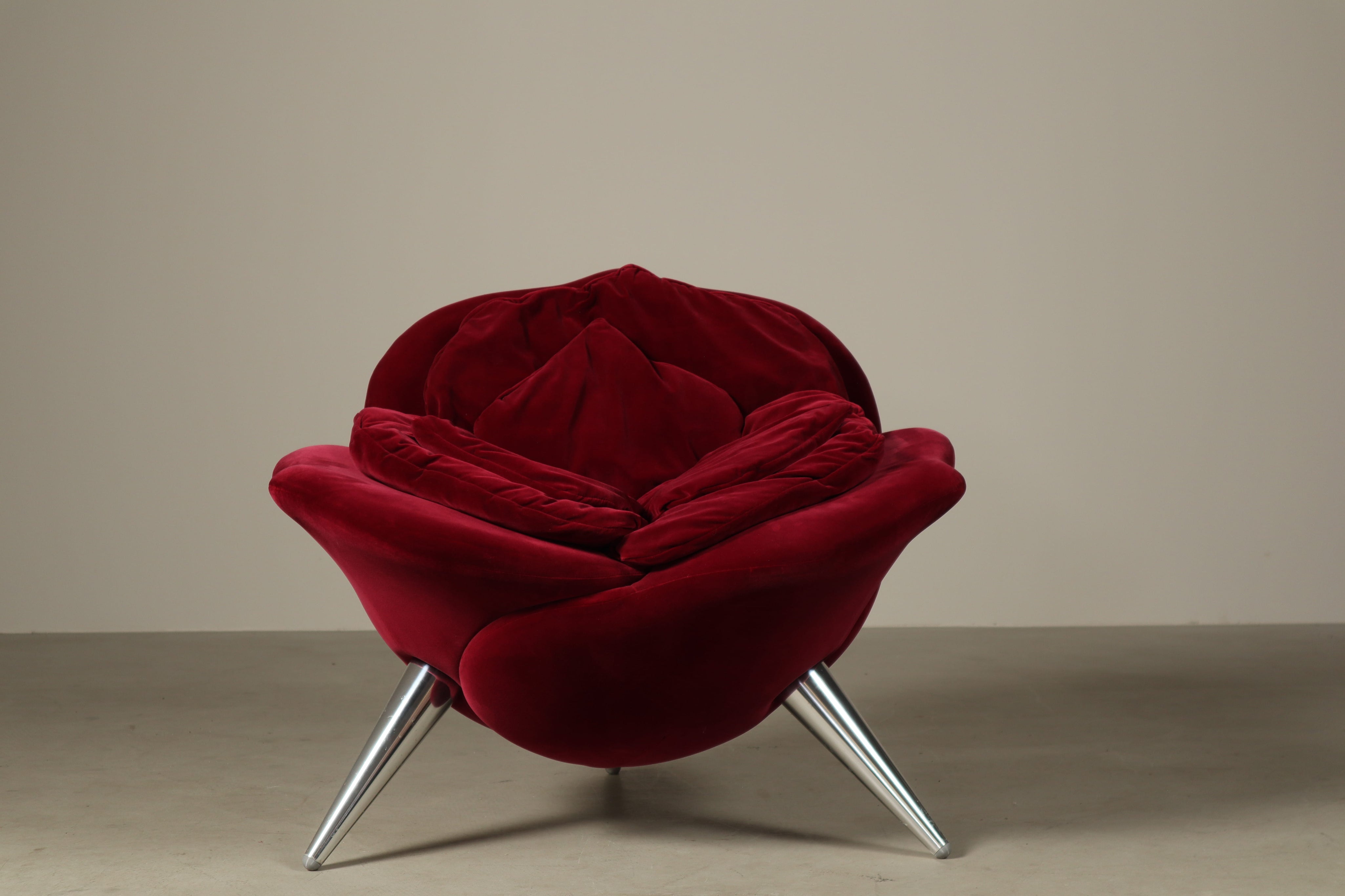 Set_of_2_Rose_Lounge_Chairs_by_Masanori_Umeda_for_Edra_in_Red_Velvet,_Italy_1990