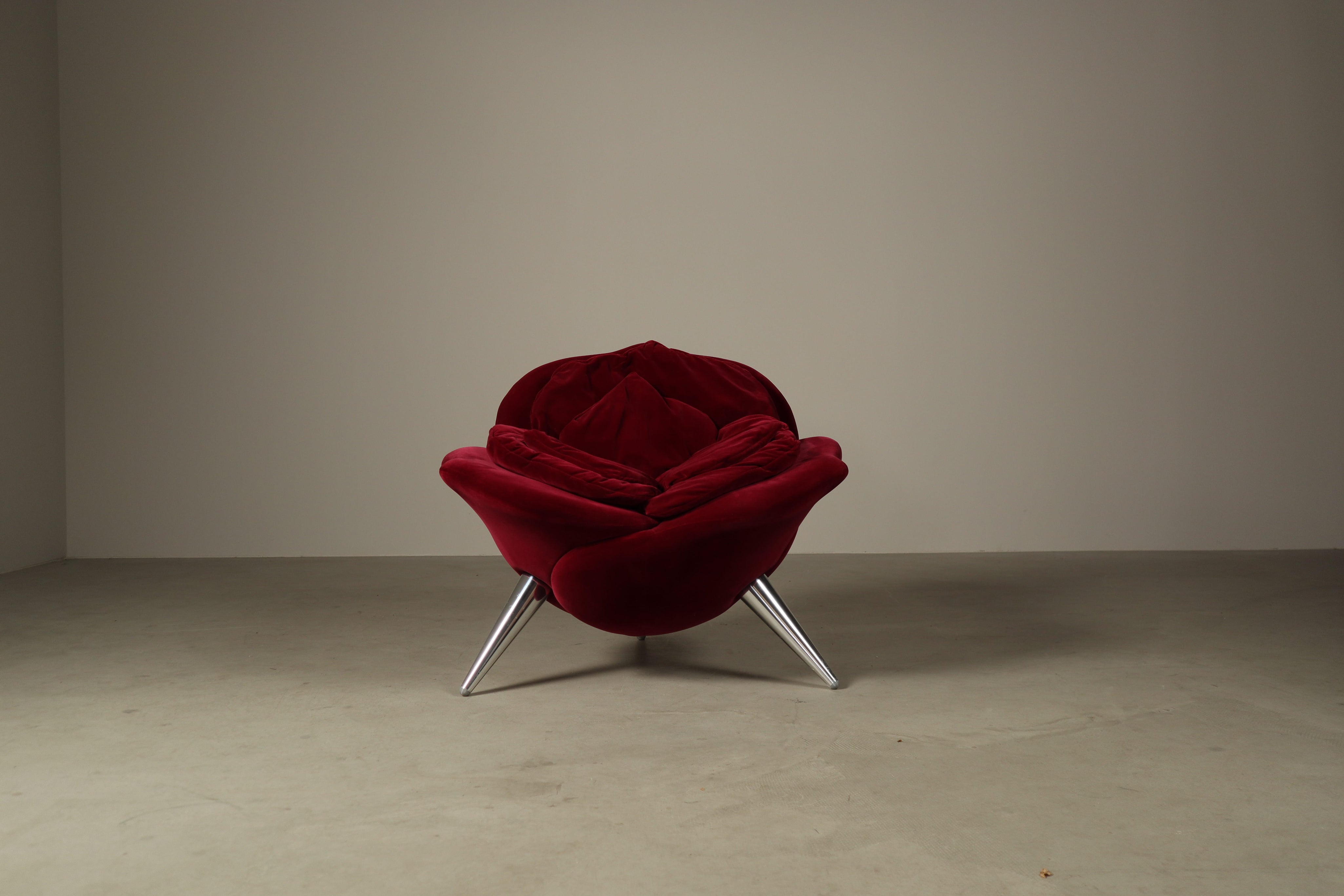 Set_of_2_Rose_Lounge_Chairs_by_Masanori_Umeda_for_Edra_in_Red_Velvet,_Italy_1990