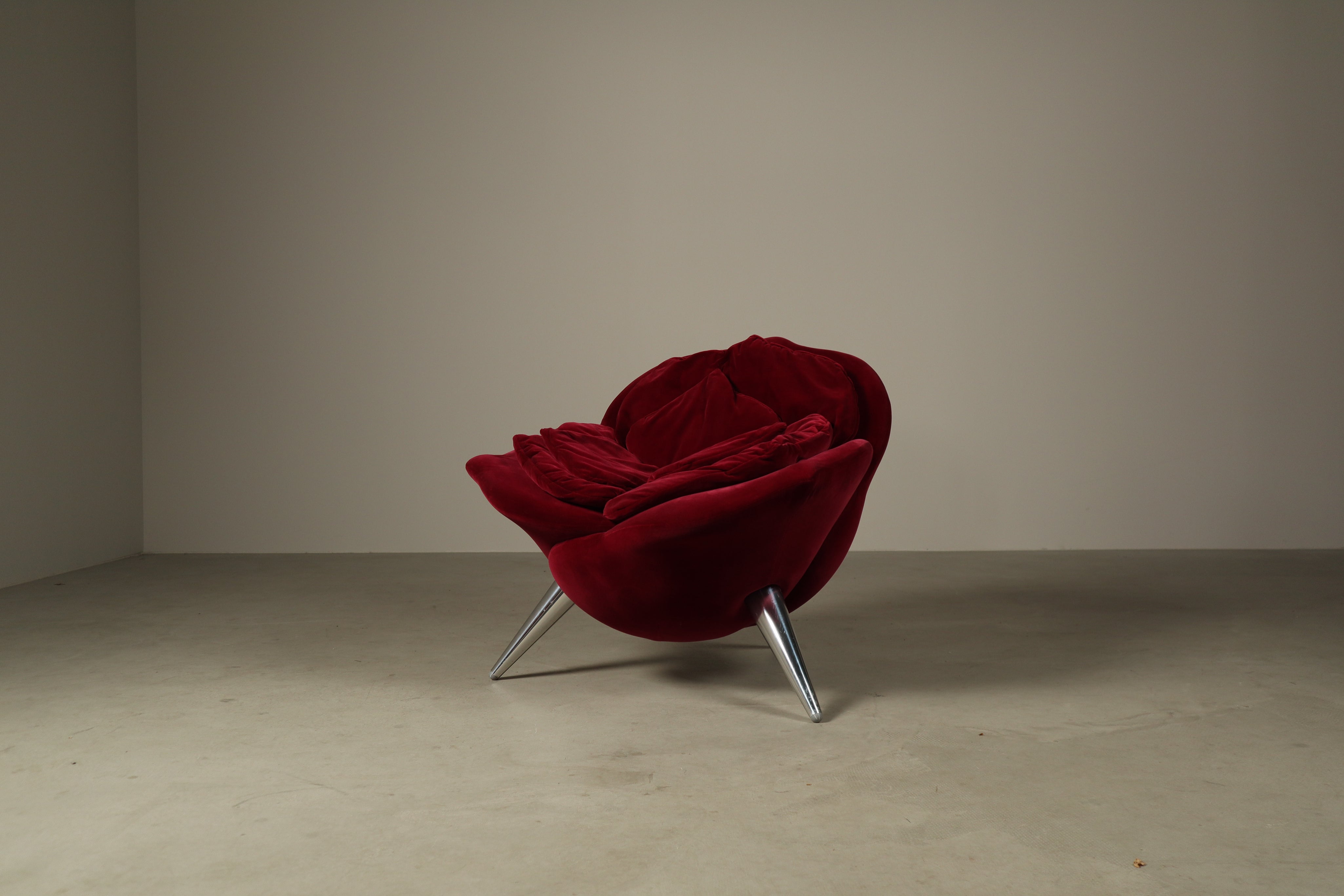 Set_of_2_Rose_Lounge_Chairs_by_Masanori_Umeda_for_Edra_in_Red_Velvet,_Italy_1990