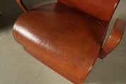 Set_of_2__Sculptural_Armchairs_in_Cognac_Leather_and_White_Lacquered_Metal,_1970s