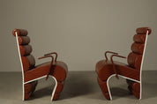 Set_of_2__Sculptural_Armchairs_in_Cognac_Leather_and_White_Lacquered_Metal,_1970s