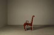 Set_of_2__Sculptural_Armchairs_in_Cognac_Leather_and_White_Lacquered_Metal,_1970s