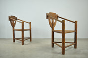 Set_of_2_Swedish_Primitive_Monk_Chairs_in_Solid_Oak,_Handcrafted,_1950s