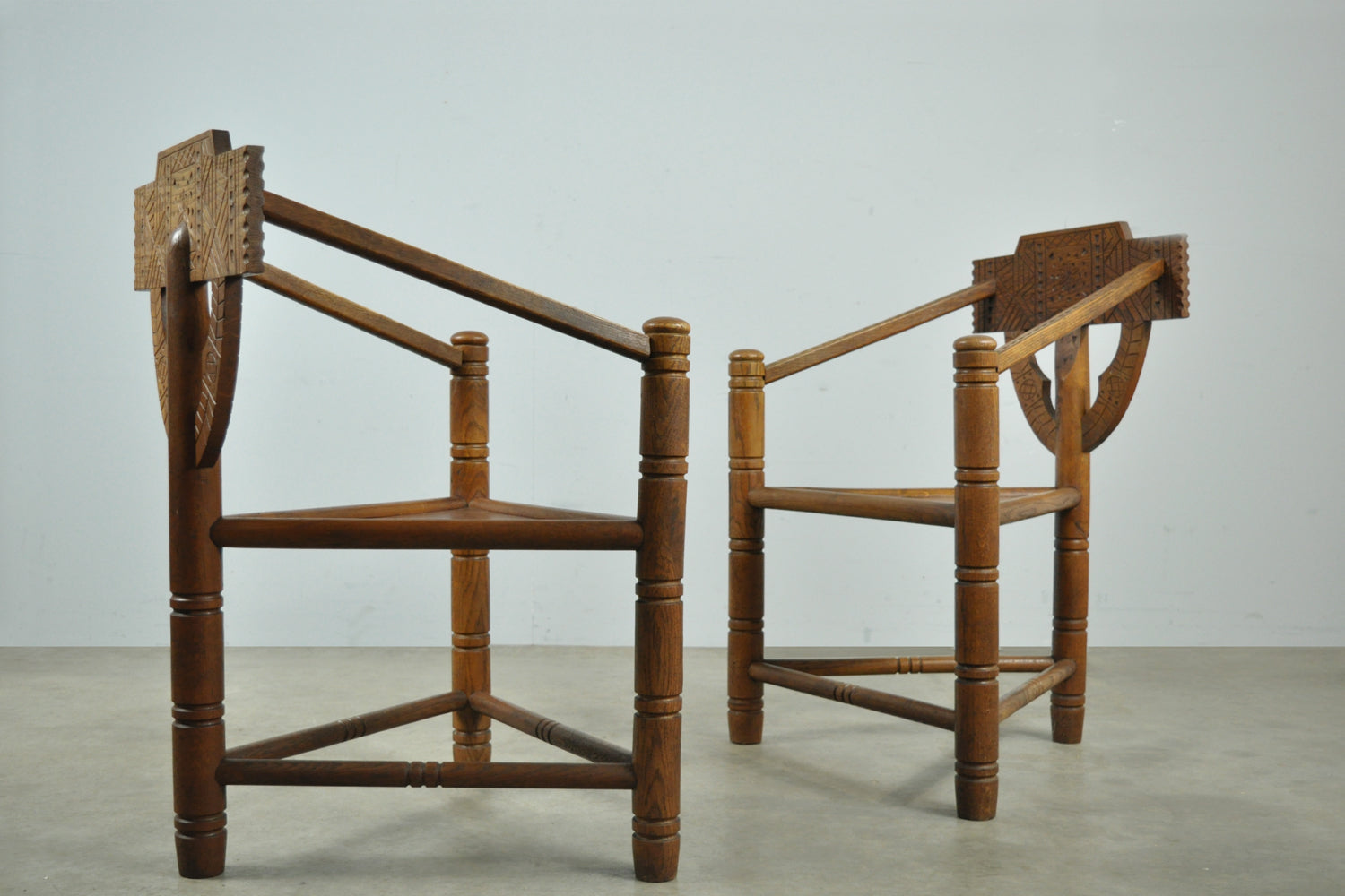 Set_of_2_Swedish_Primitive_Monk_Chairs_in_Solid_Oak,_Handcrafted,_1950s