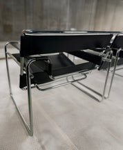 Set_of_2_Marcel_Breuer_Wassily_B3_Chairs_in_Black_Leather_and_Chrome,_1970s–80s