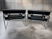 Set_of_2_Marcel_Breuer_Wassily_B3_Chairs_in_Black_Leather_and_Chrome,_1970s–80s