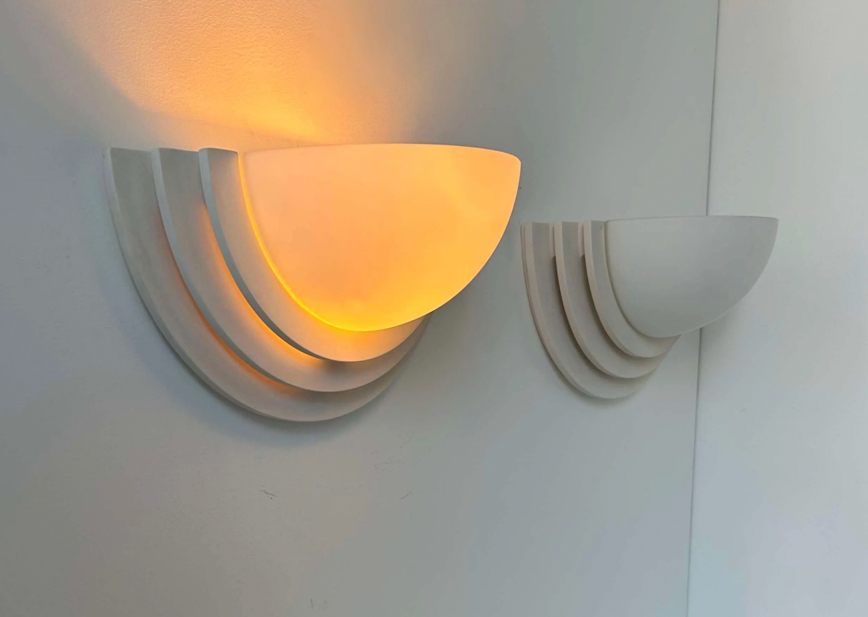 Set_of_2_French_Plaster_and_Sandblasted_Glass_Wall_Sconces,_Soft_Diffused_Wall_Lights,_1970s
