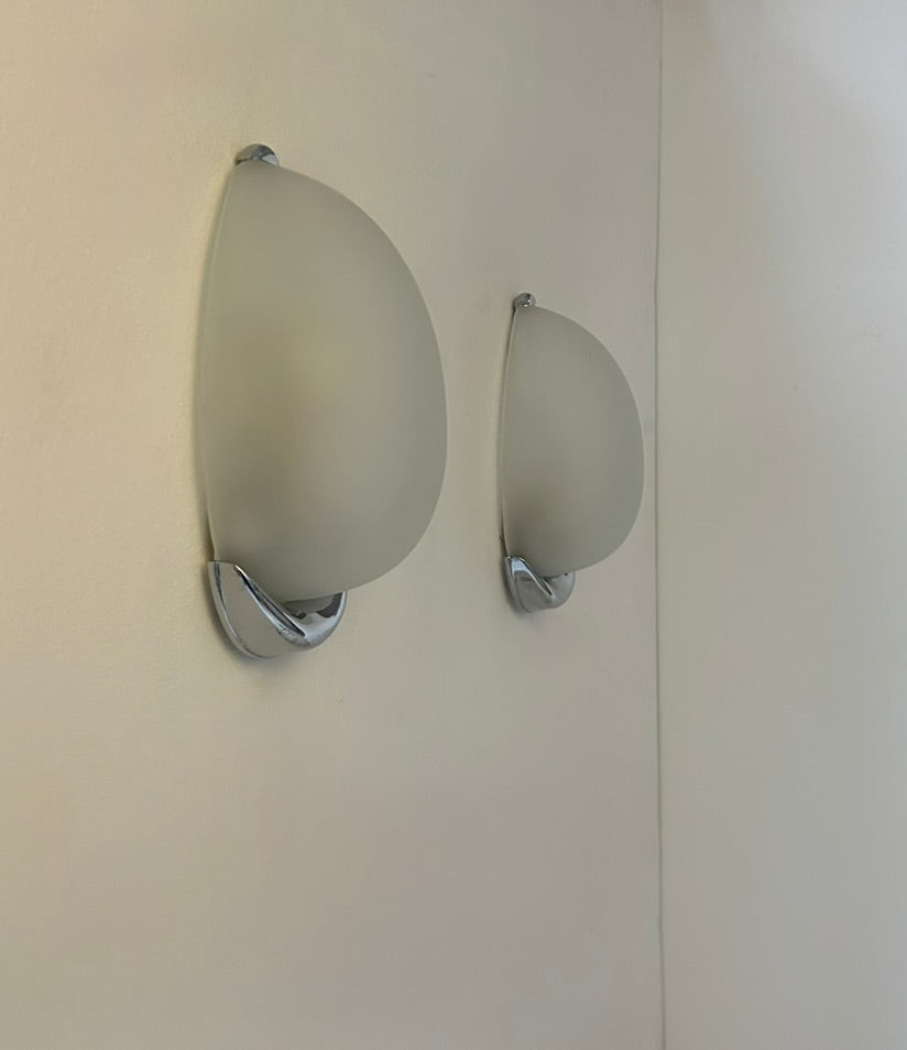 Set_of_2_French_Chrome_and_Sandblasted_Glass_Water_Drop_Wall_Sconces,_1980s