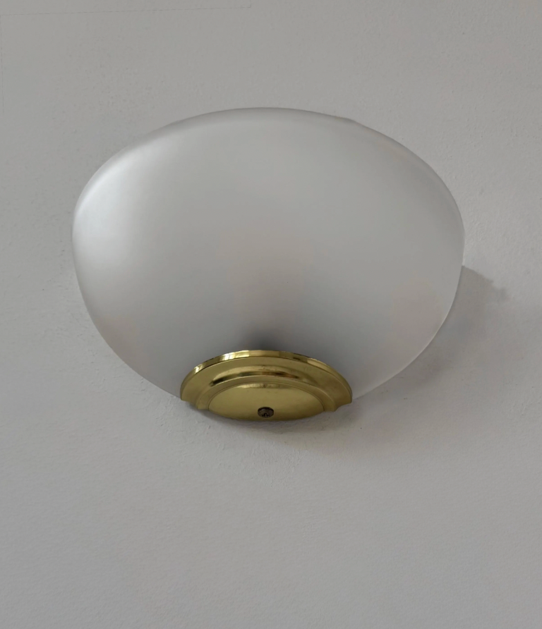 Set_of_2_Brass_and_Frosted_Glass_Wall_Lights,_France,_1970s