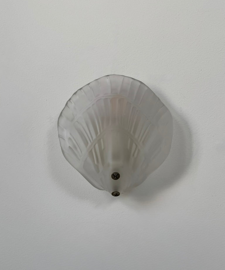 Set_of_2_French_Shell_Shaped_Sandblasted_Glass_Wall_Sconces,_Vintage_Wall_Lights,_1970s