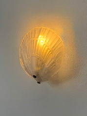 Set_of_2_French_Shell_Shaped_Sandblasted_Glass_Wall_Sconces,_Vintage_Wall_Lights,_1970s