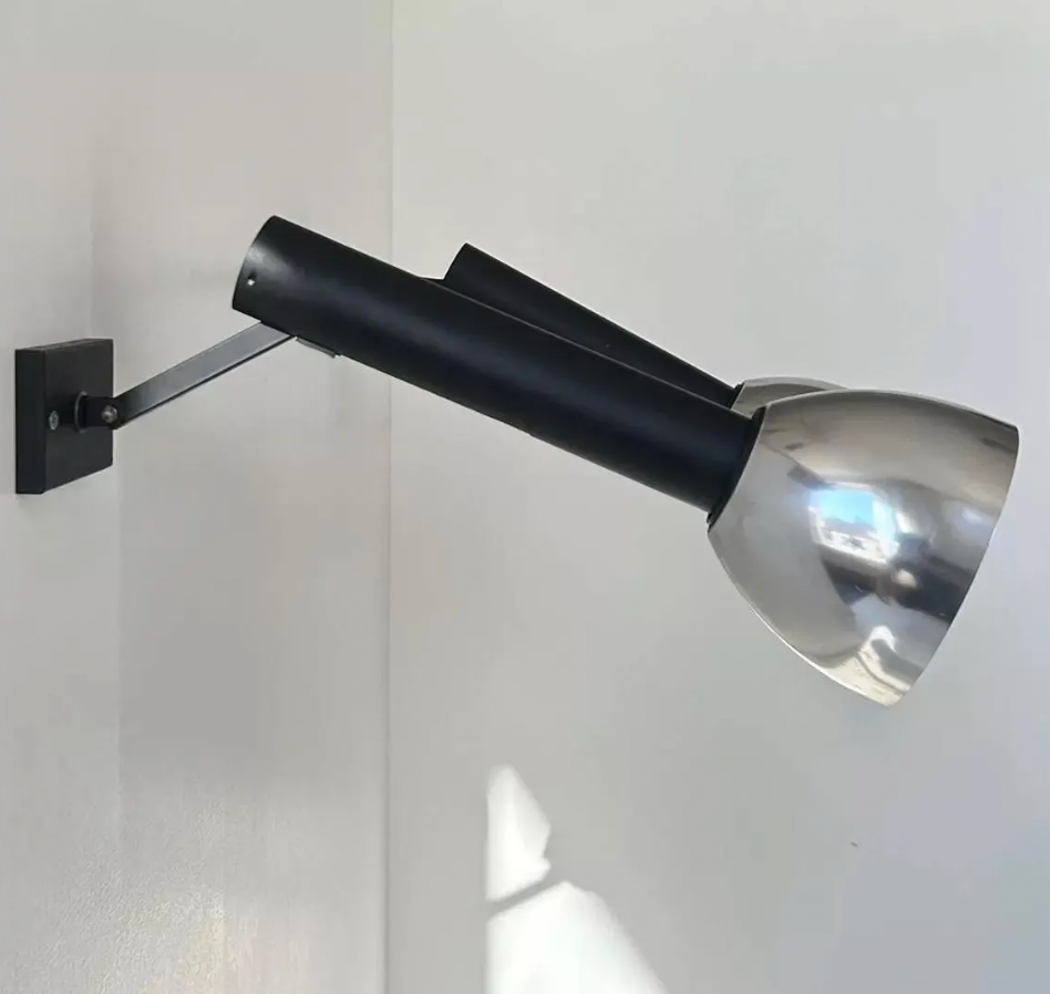Set_of_2_French_Adjustable_Chrome_and_Matte_Black_Metal_Wall_Sconces,_1960s