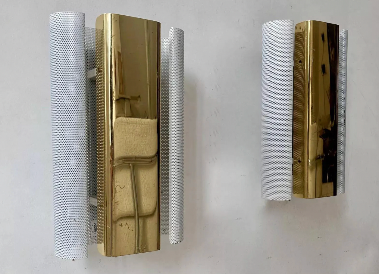 Set_of_2_Rare_Hans-Agne_Jakobsson_V451_Brass_Wall_Sconces,_Markaryd,_Sweden,_1980s