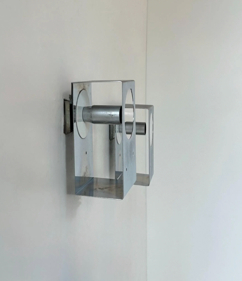 Set_of_2_French_Brushed_Metal_Wall_Sconces,_1970s_Geometric_Design