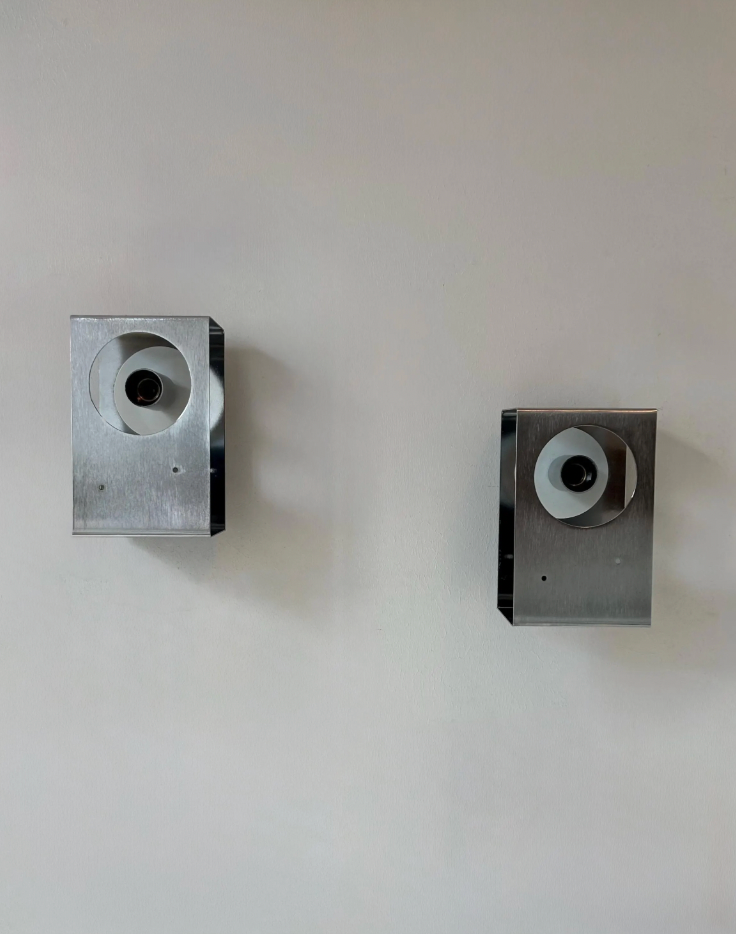 Set_of_2_French_Brushed_Metal_Wall_Sconces,_1970s_Geometric_Design