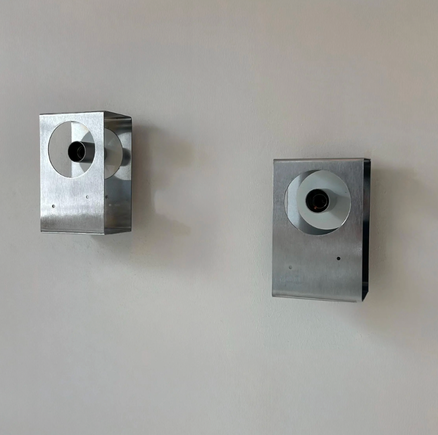 Set_of_2_French_Brushed_Metal_Wall_Sconces,_1970s_Geometric_Design