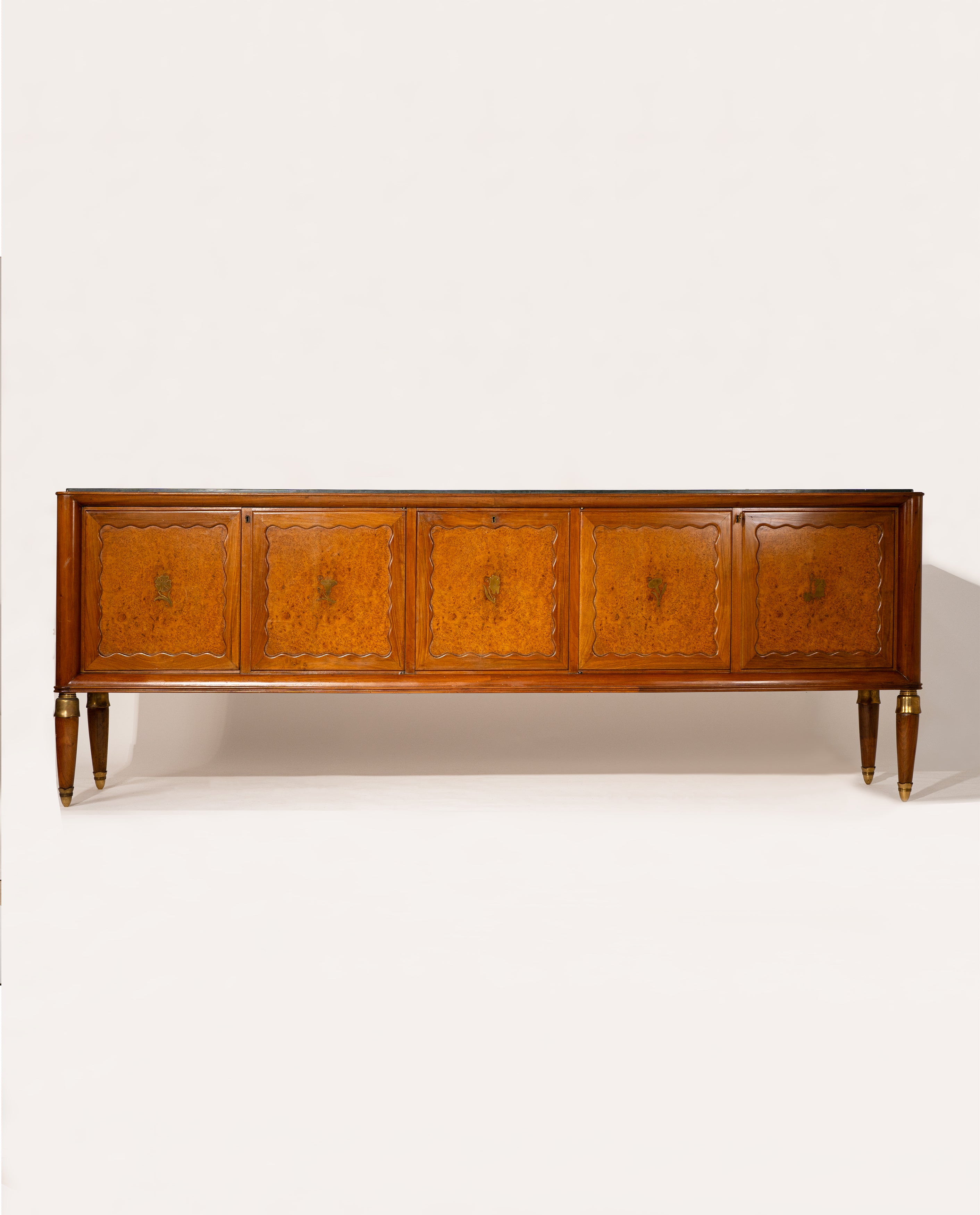 Paolo_Buffa_Walnut_and_Birch_Burl_Sideboard_with_Marble_Top,_Italy,_1956