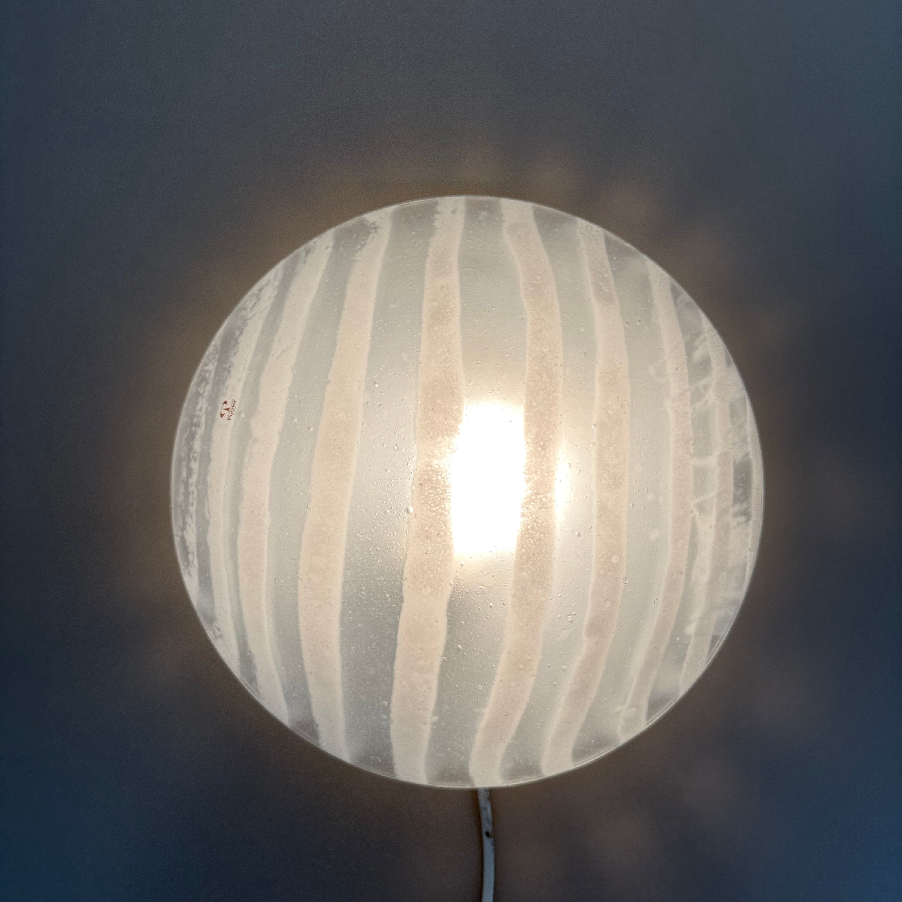 Peil_&_Putzler_“Zebra”_Glass_Flush_Mount_/_Wall_Lamp,_Germany_1970s