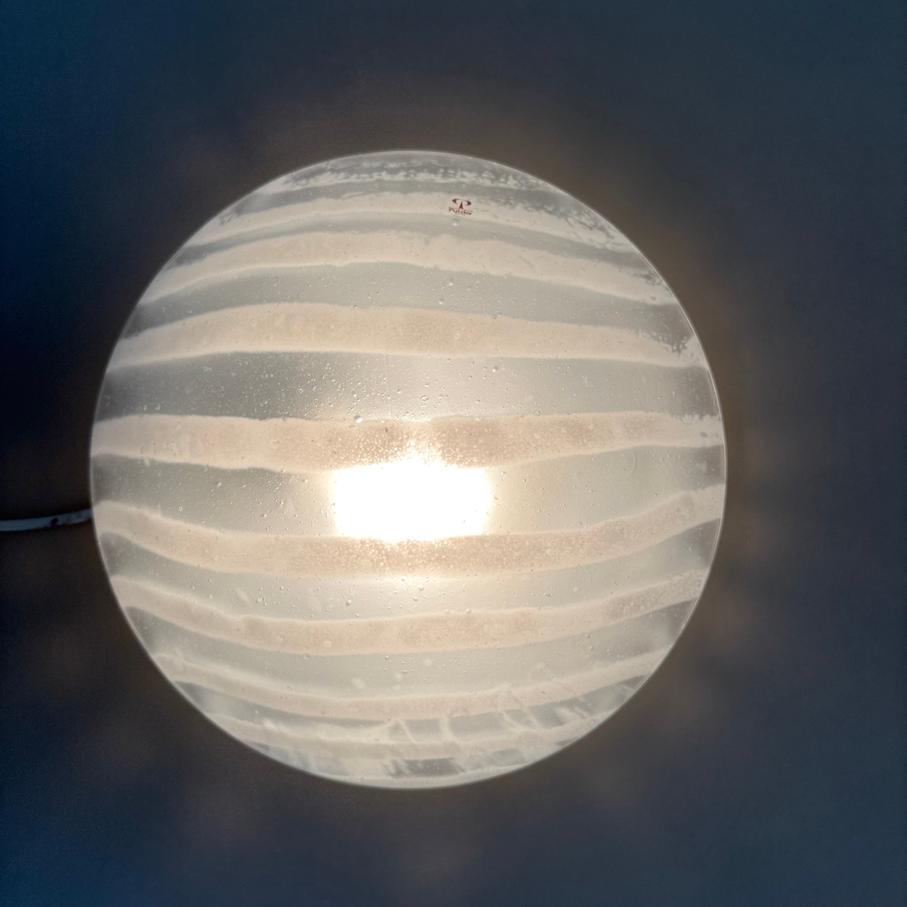 Peil_&_Putzler_“Zebra”_Glass_Flush_Mount_/_Wall_Lamp,_Germany_1970s