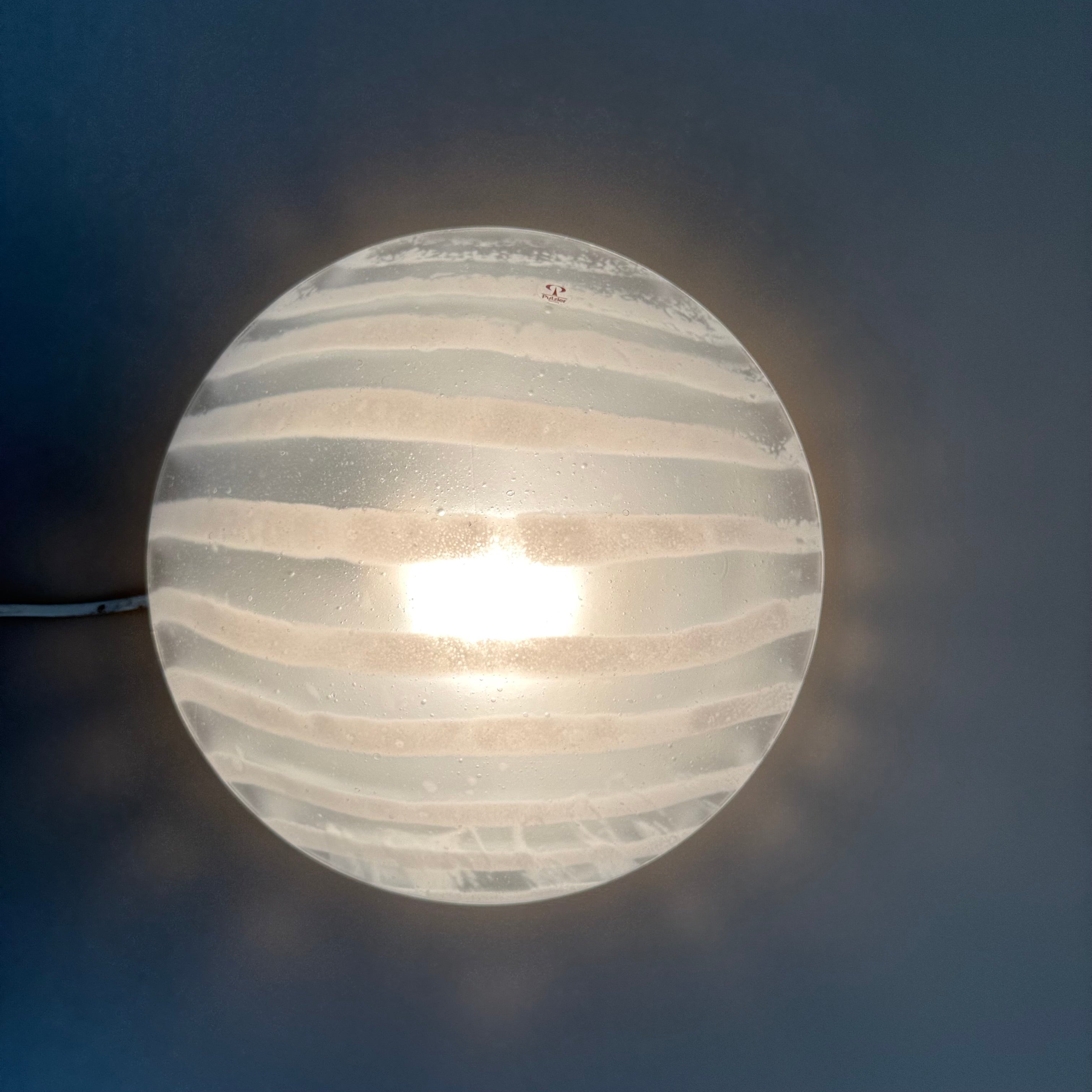 Peil_&_Putzler_“Zebra”_Glass_Flush_Mount_/_Wall_Lamp,_Germany_1970s