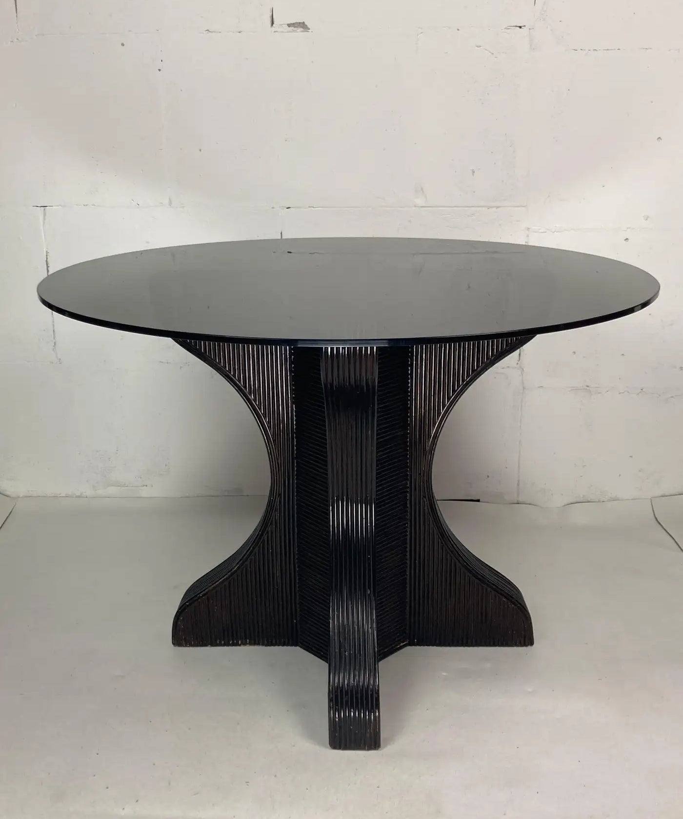 Pencil_Reed_Rattan_Dining_Table_with_Smoked_Glass_Top,_1970s,_Europe