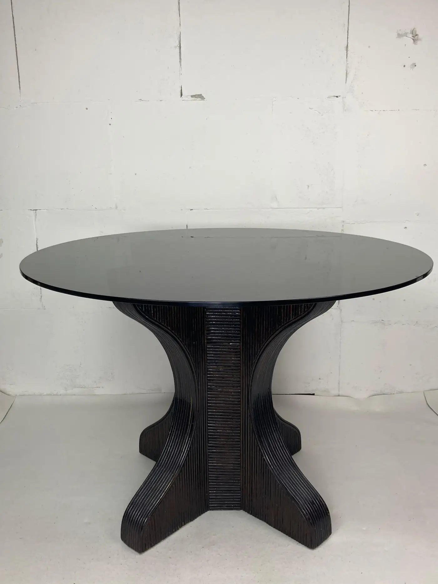 Pencil_Reed_Rattan_Dining_Table_with_Smoked_Glass_Top,_1970s,_Europe
