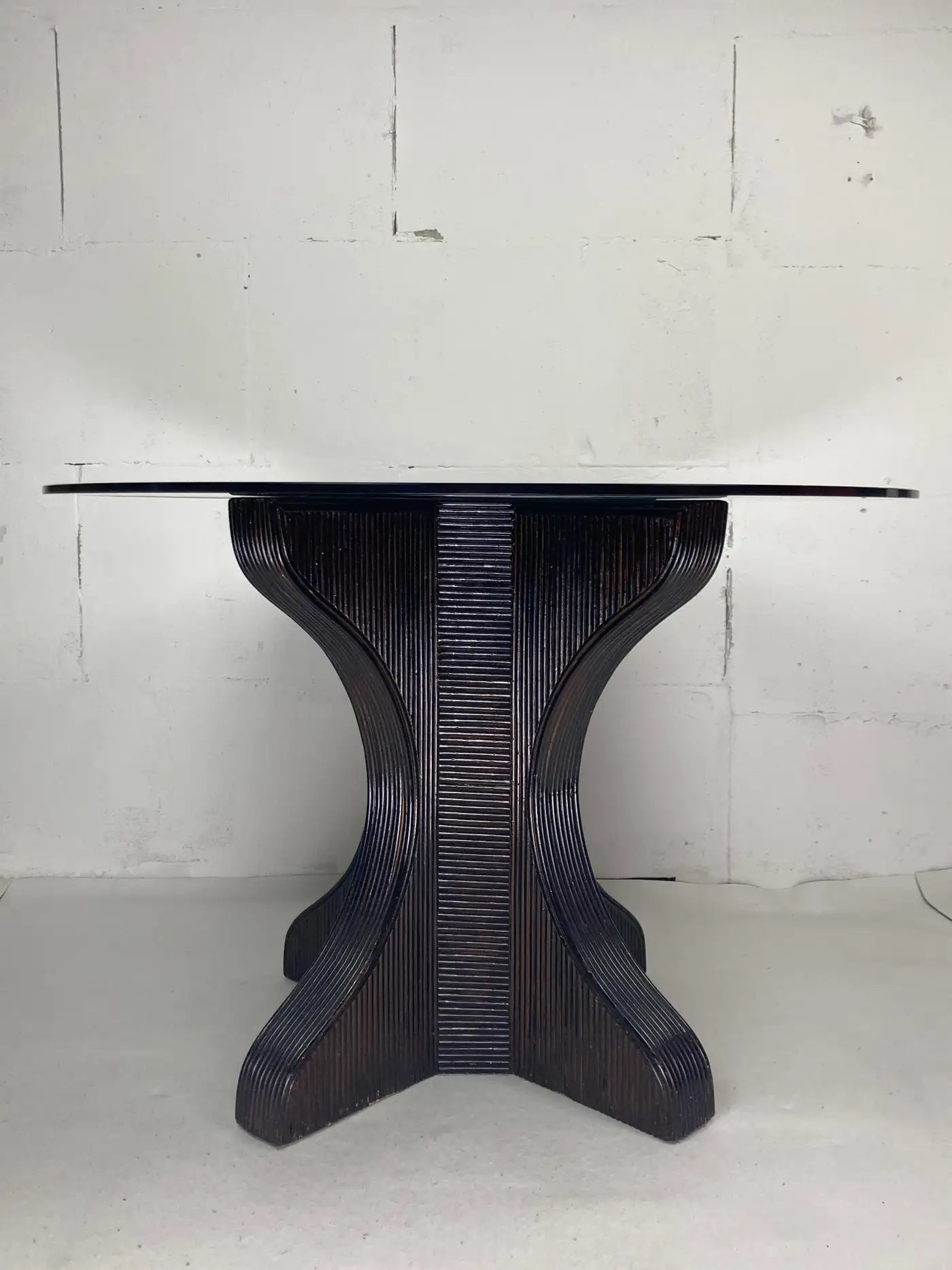 Pencil_Reed_Rattan_Dining_Table_with_Smoked_Glass_Top,_1970s,_Europe