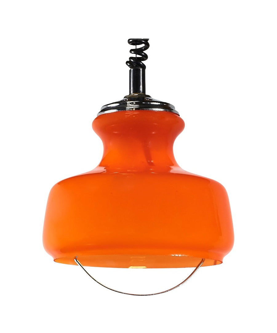 Pendant_Light,_Peill_&_Putzler,_Orange_Glass_And_Chrome,_Mid-Century,_Germany