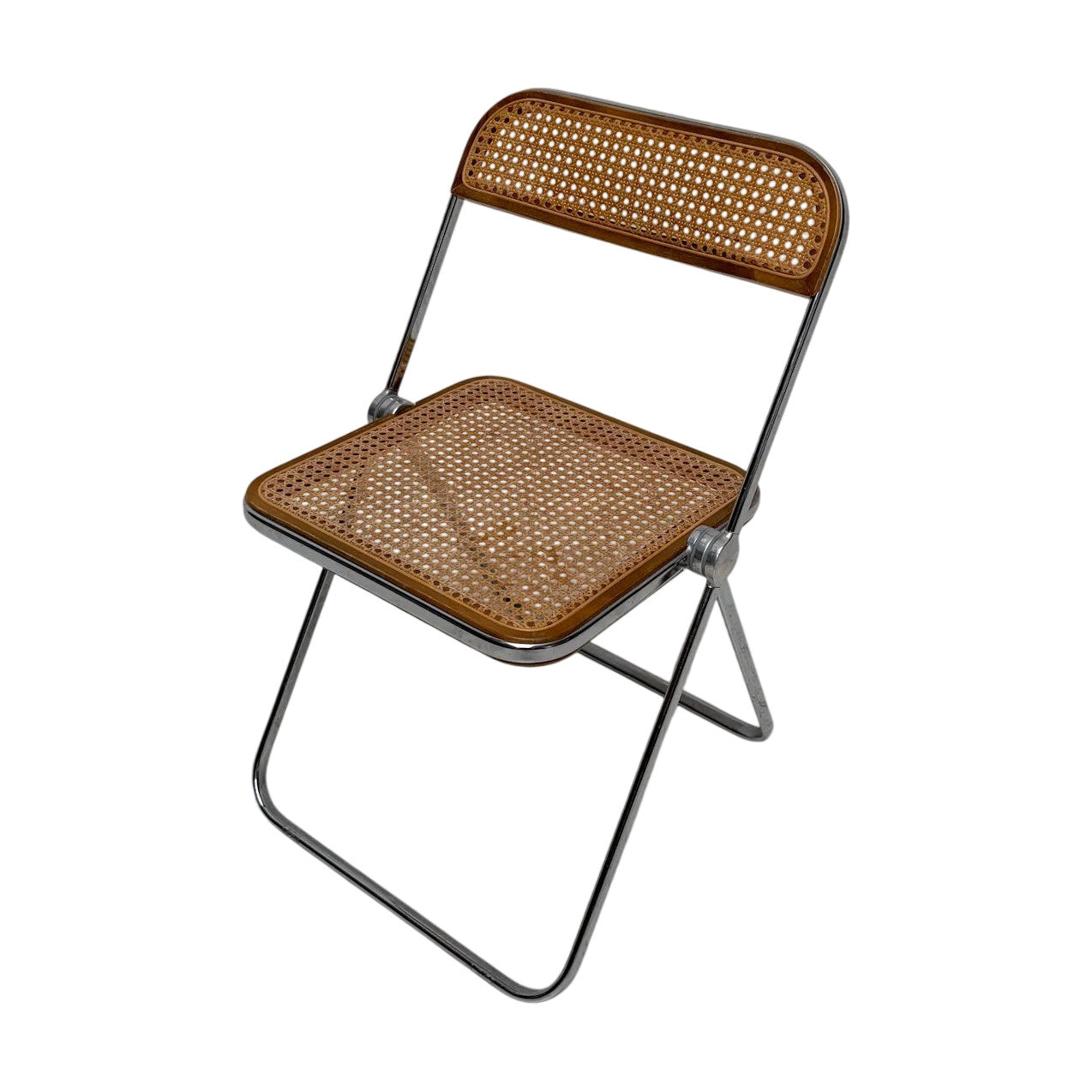 1960s_Plia_Folding_Chair_by_Giancarlo_Piretti_for_Anonima_Castelli,_Chrome,_Walnut_and_Cane_Wicker,_Italy