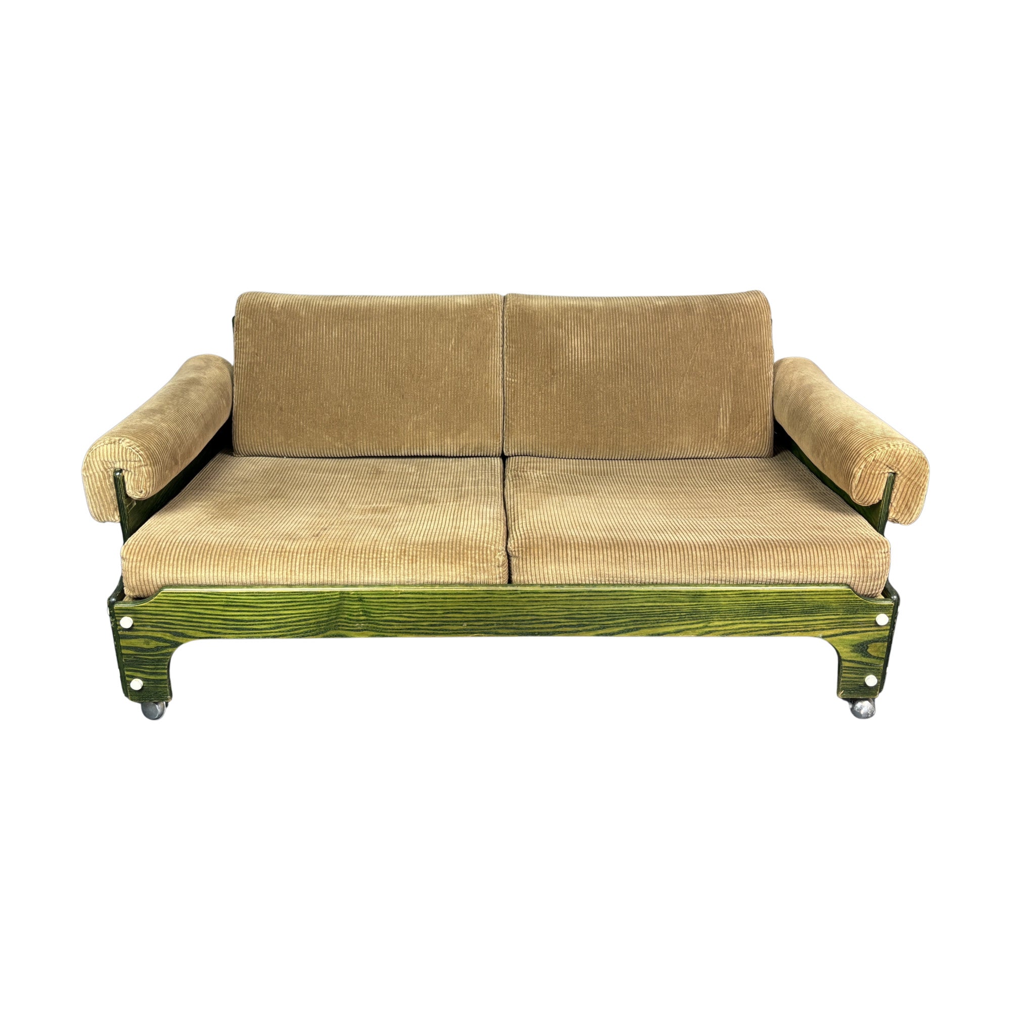 Rare_BZ85_Two-Seater_Sofa_by_Jan_Pieter_Berghoef_for_'t_Spectrum,_Green_Beech_Plywood_and_Beige_Corduroy,_Netherlands,_1968–1969
