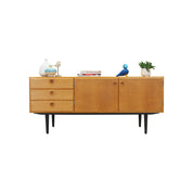 1970s_Danish_Ash_Sideboard_by_Svend_Langkilde,_Black_Wood_Legs,_Three_Drawers_and_Adjustable_Shelves
