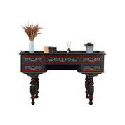 1960s_Danish_Solid_Pine_Desk,_Green_Shabby_Chic_Finish,_Five_Drawers_and_Working_Locks