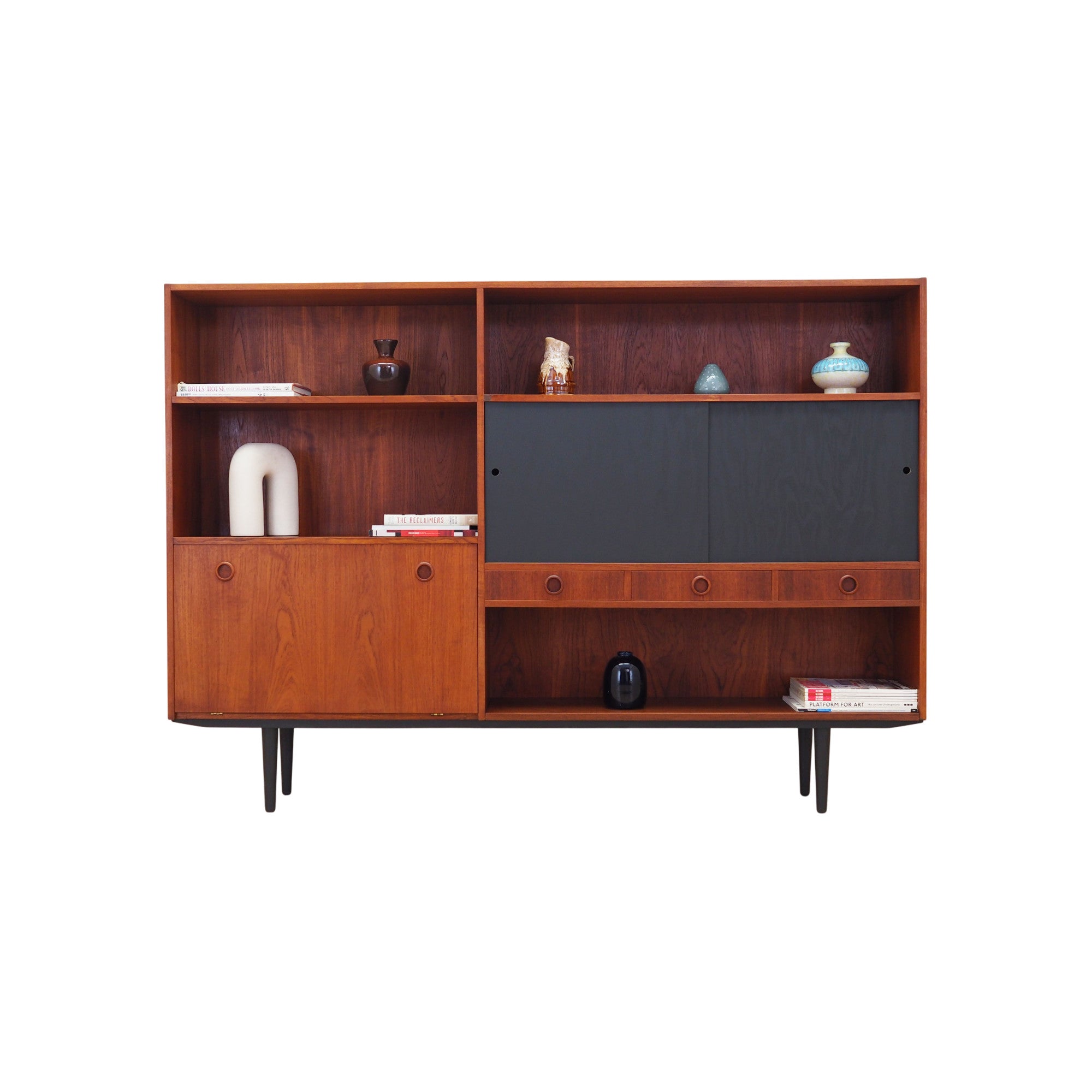 1970s_Danish_Teak_Bookcase_with_Sliding-Door_Cabinet,_Three_Drawers_and_Bar_Compartment