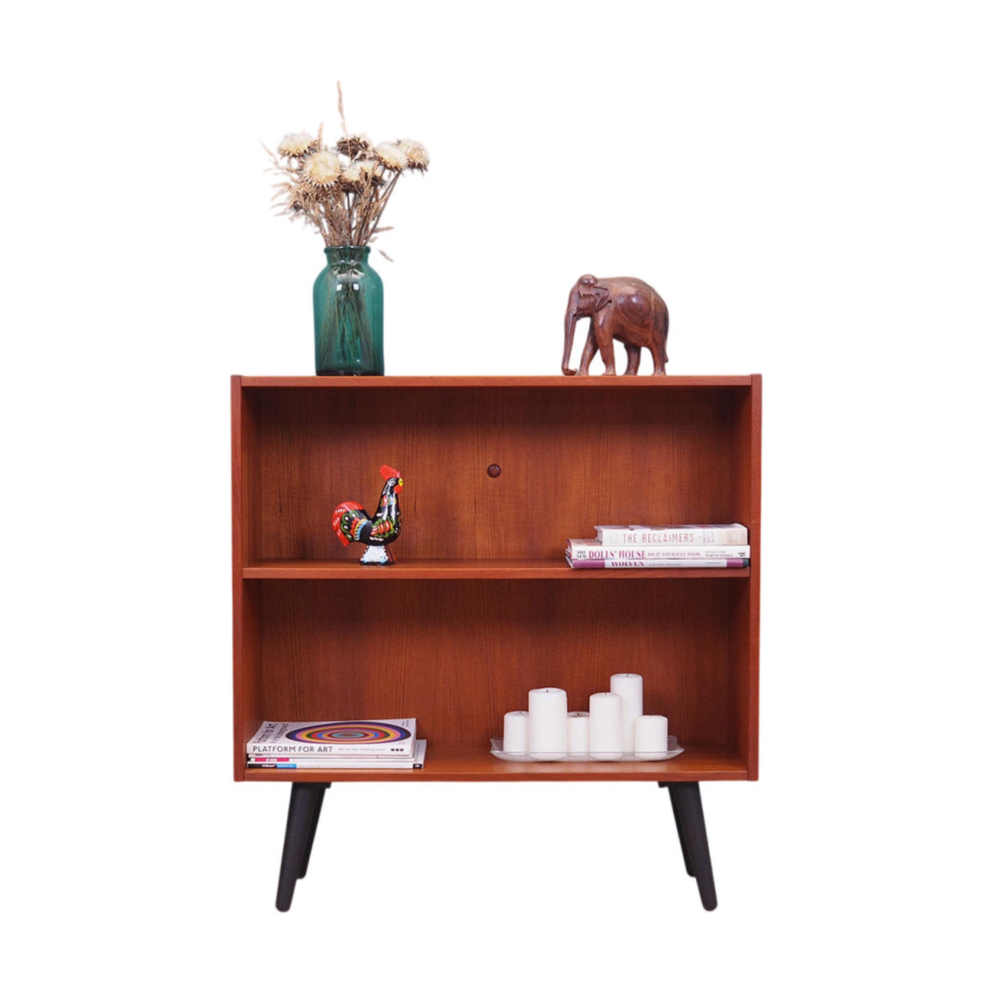 1970s_Danish_Teak_Bookcase_with_Black_Wooden_Legs,_Scandinavian,_Open_Shelving
