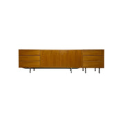 1960s_Danish_Mid-Century_Teak_Highboard_Attributed_to_Børge_Mogensen,_Oak_Base_and_Four_Drawers