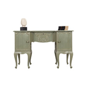 1960s_Danish_Solid_Pine_Desk,_Green_Shabby_Chic_Finish,_Storage_Cabinets_and_Lockable_Bar
