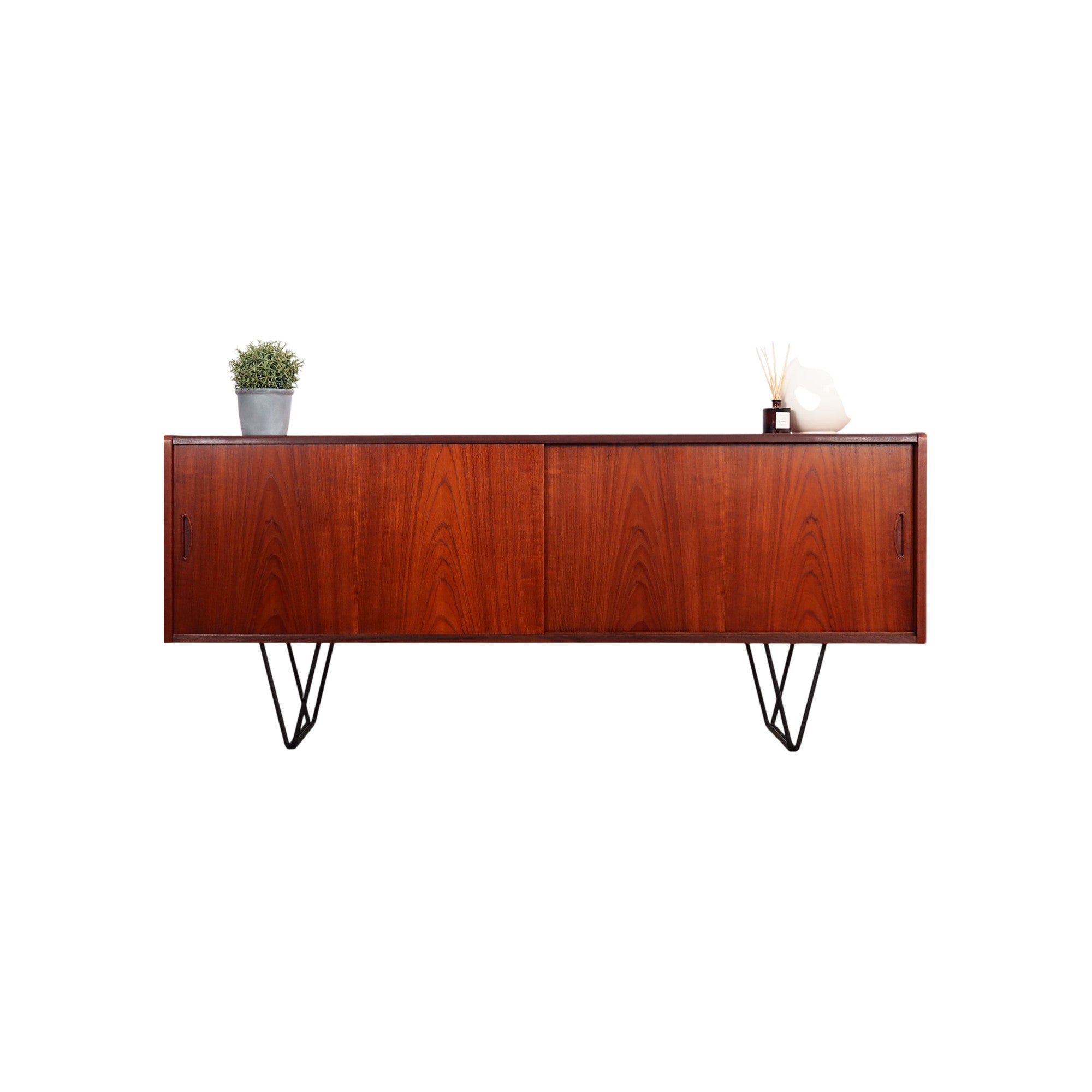 1970s_Danish_Teak_Sideboard_with_Sliding_Doors,_Two_Drawers,_Adjustable_Shelves