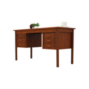 1970s_Danish_Mid-Century_Teak_Executive_Desk,_Six_Drawers_and_Wood_Handles_with_Metal_Details