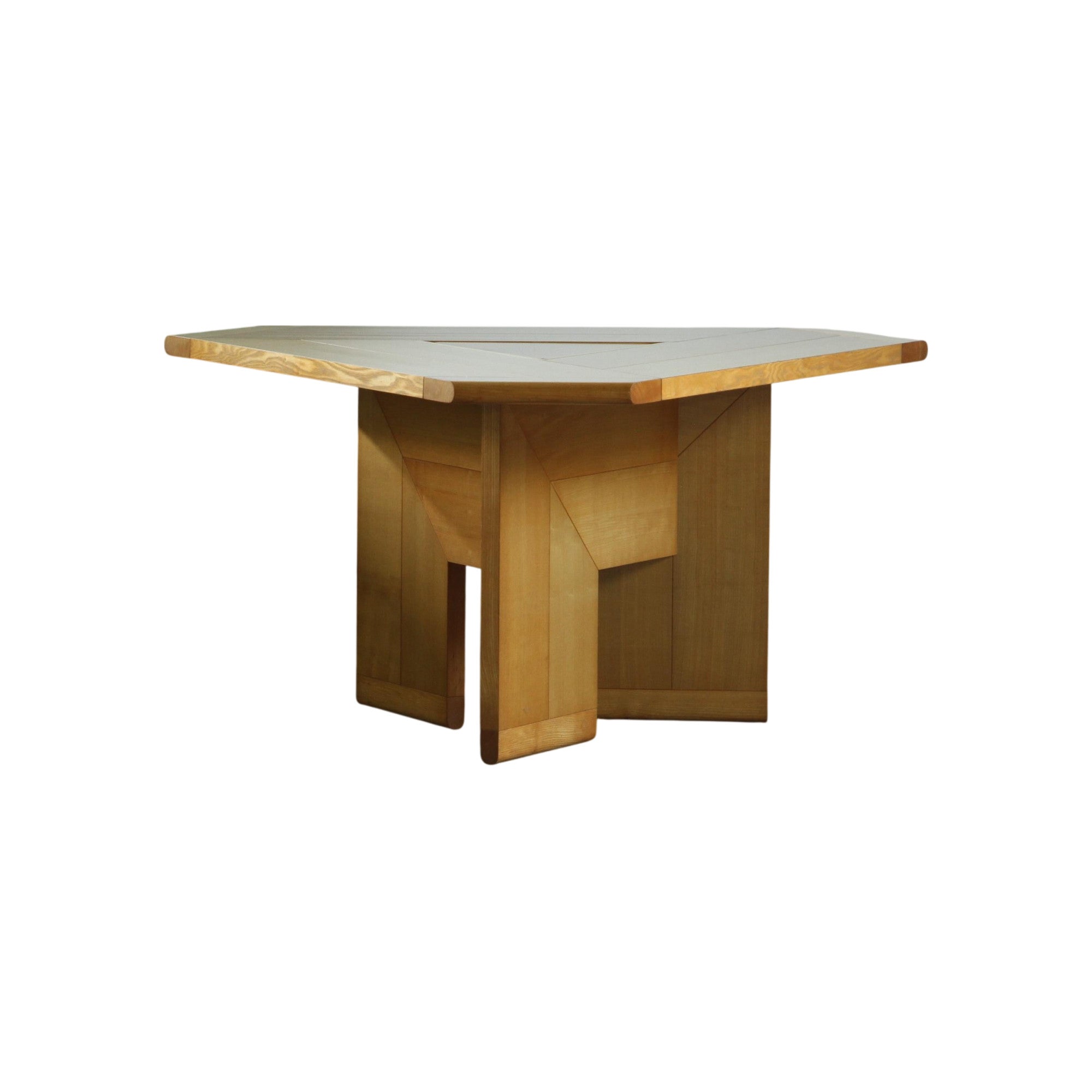 1970s_Hexagonal_Ash_Wood_Dining_Table_by_Silvio_Coppola_for_Montina,_Italian_Geometric_Modernist_Design