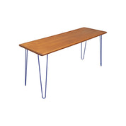 1970s_Danish_Teak_Desk_with_Blue_Metal_Legs,_Scandinavian_Mid-Century_Modern_Design