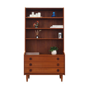1960s_Danish_Teak_Bookcase_with_Three_Adjustable_Shelves,_Three_Drawers_and_Solid_Wood_Legs