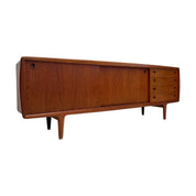 1960s_Danish_Teak_Sideboard_by_H.P._Hansen,_Sliding_Doors_and_Four_Drawers