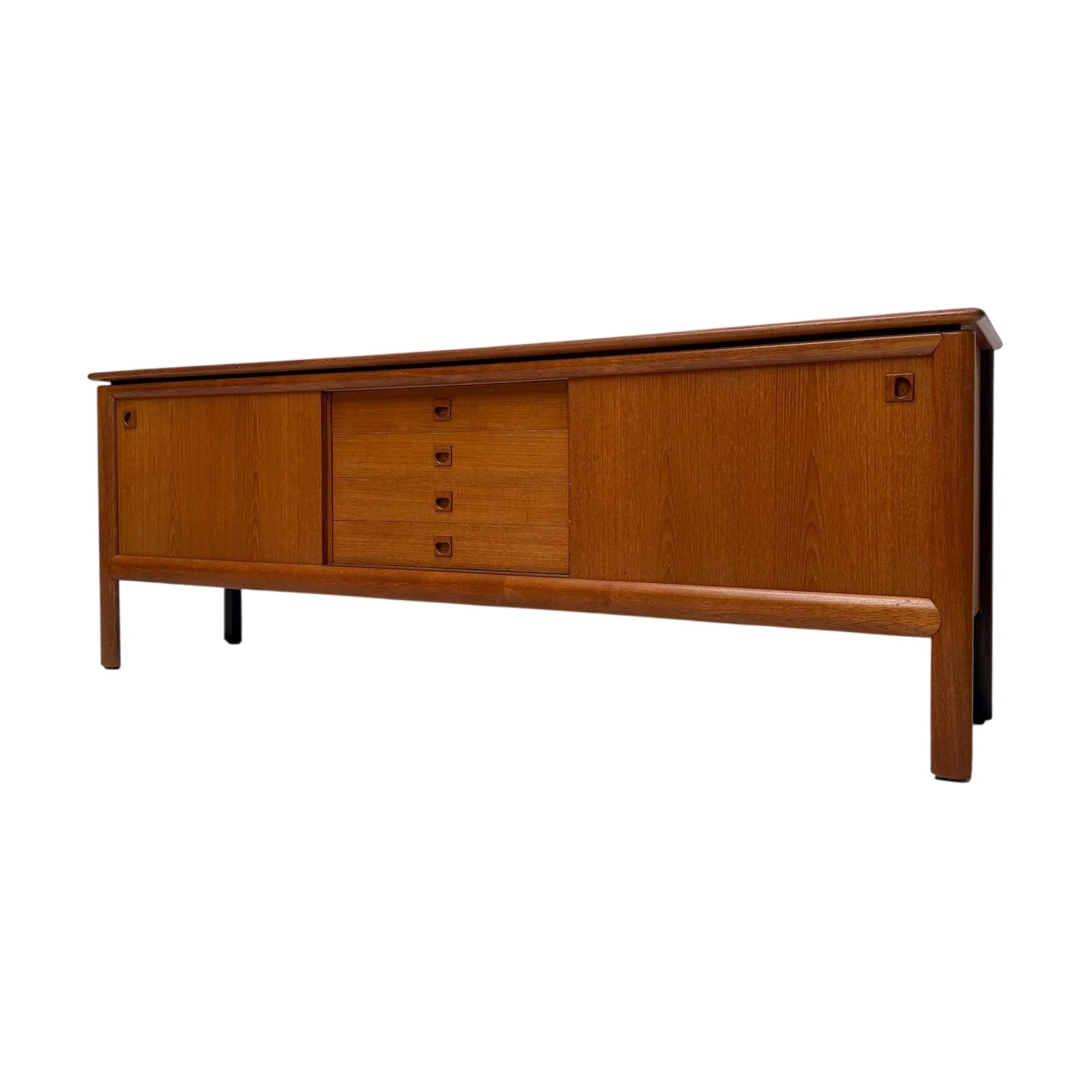 1960s_Danish_Teak_Sideboard_Attributed_to_H.W._Klein_for_Bramin,_Sliding_Doors_and_Four_Drawers