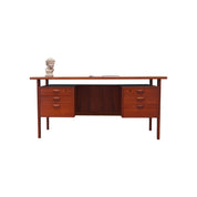 1970s_Danish_Teak_Executive_Desk_by_Kai_Kristiansen,_Six_Lockable_Drawers_and_Rear_Storage_Cabinets