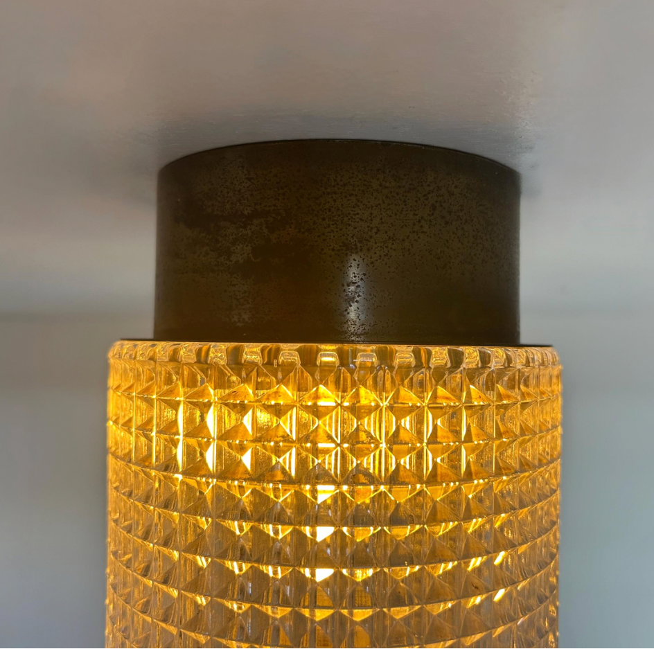 Carl_Fagerlund_Patinated_Brass_and_Pressed_Glass_Flush_Mount,_Sweden,_1960s