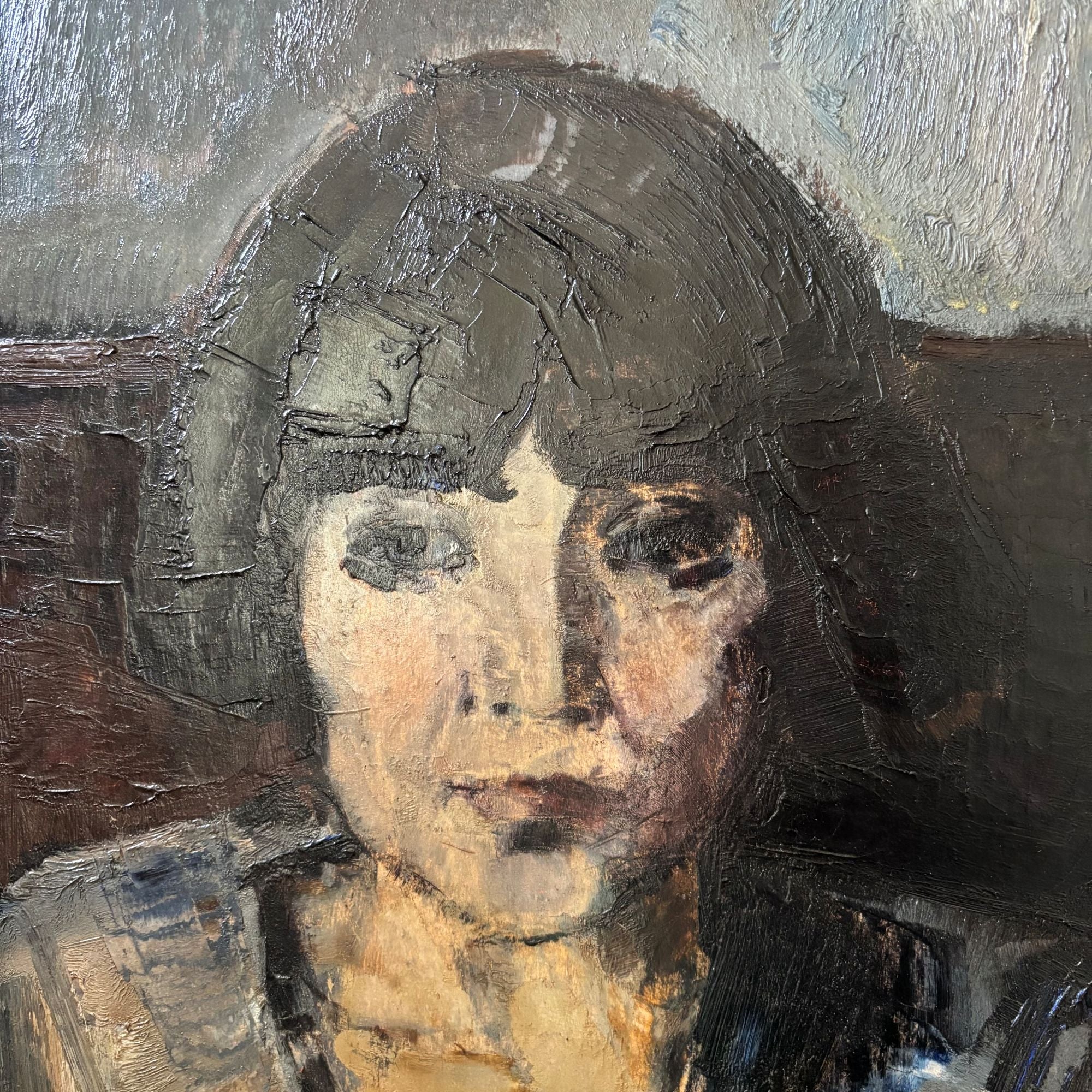 Large_Double-Sided_Portrait_Painting_by_Arnout_Colnot,_Bergen_School,_Netherlands,_circa_1950s