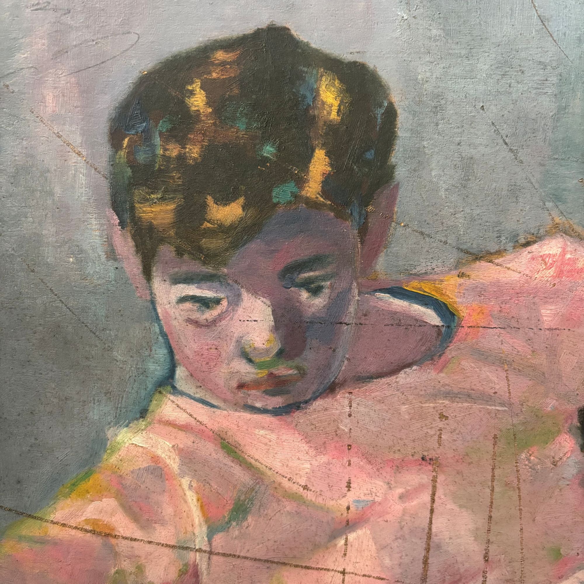 Large_Double-Sided_Portrait_Painting_by_Arnout_Colnot,_Bergen_School,_Netherlands,_circa_1950s