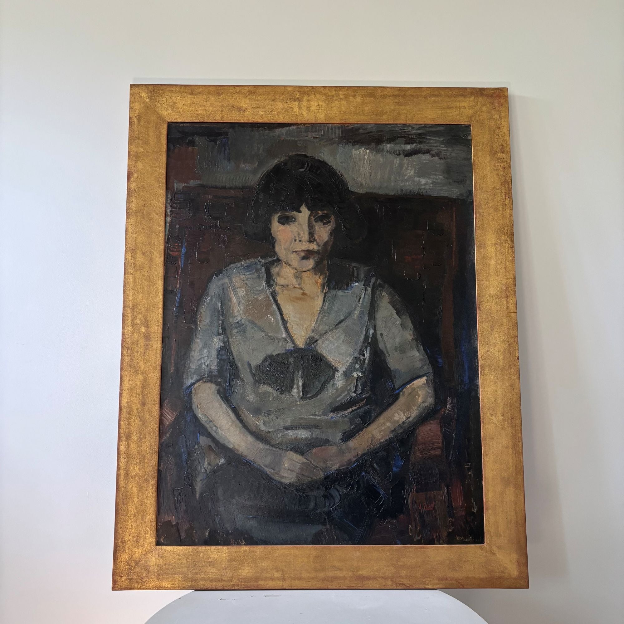 Large_Double-Sided_Portrait_Painting_by_Arnout_Colnot,_Bergen_School,_Netherlands,_circa_1950s