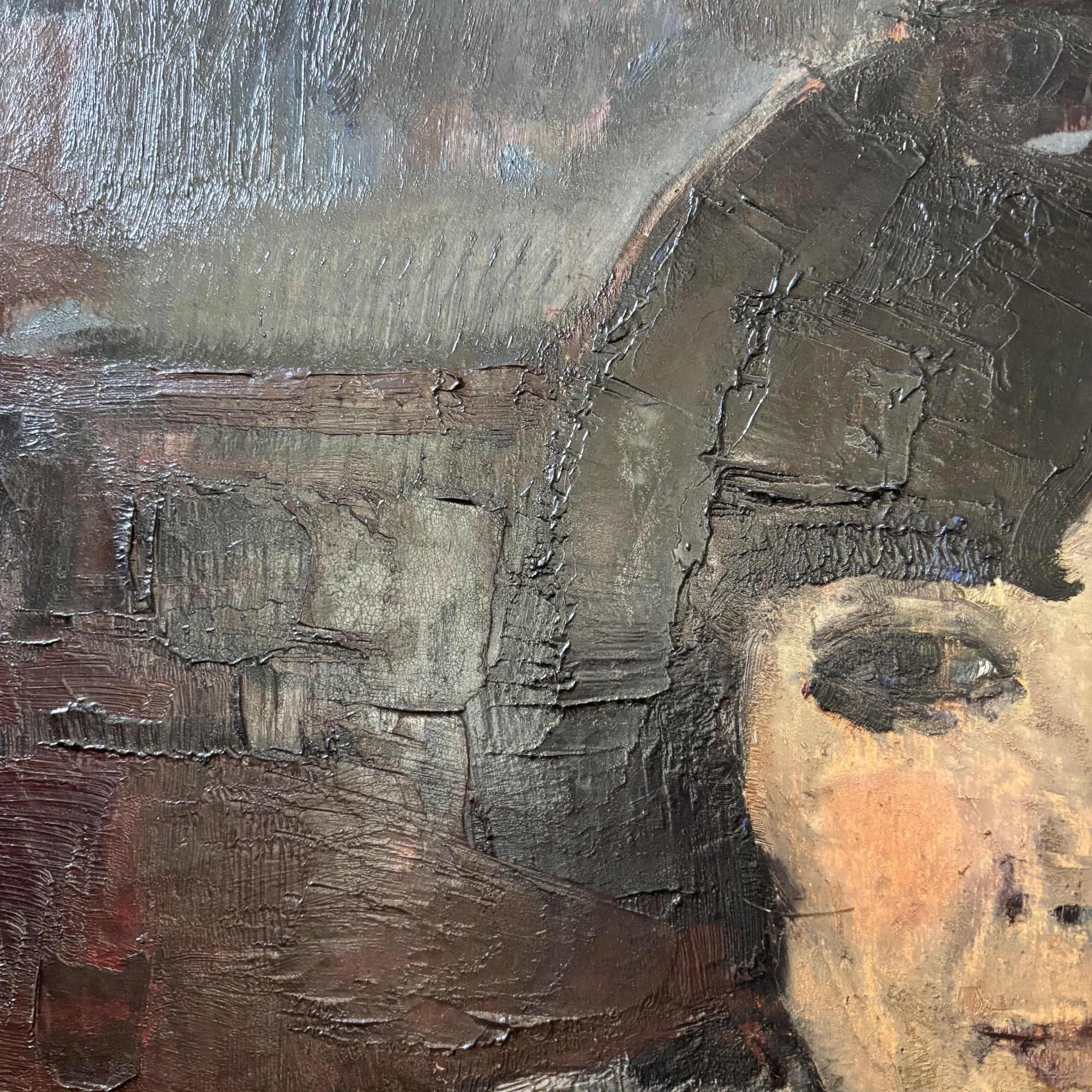 Large_Double-Sided_Portrait_Painting_by_Arnout_Colnot,_Bergen_School,_Netherlands,_circa_1950s