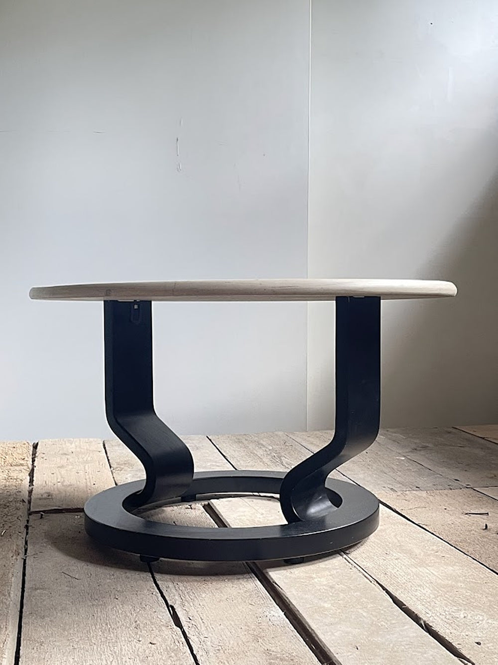 Swedish_Postmodern_Coffee_Table_with_Black_Bent_Plywood_Base_and_Round_Marmorino_Top,_1980s